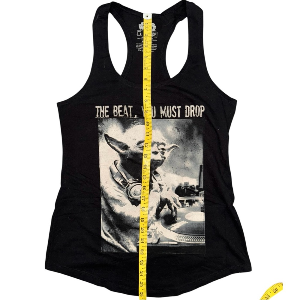 Star Wars Black Yoda DJ The Beat You Must Drop Racerback Tank - Picture 7 of 7